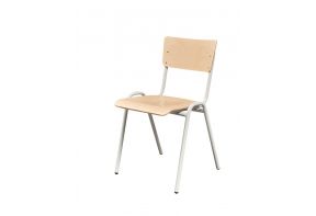 Nordic stapelstoel Strong in lichtgrijs met houten zitting