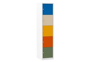 Beta multi color locker van 1 kolom met 5 deuren in 40 cm breed