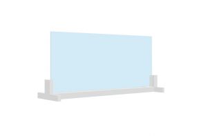 Glazen bureauscherm Seco 100cm - transparant - op voet in het wit