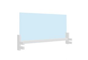 Glazen bureauscherm Seco 100cm - transparant - bureau klemsysteem in het wit