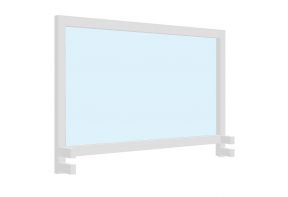 Glazen bureauscherm Seco 140cm - transparant - bureau klemsysteem in wit profiel