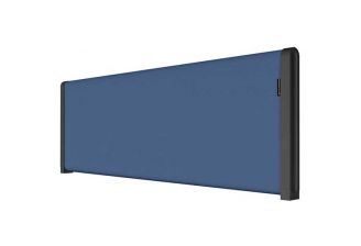 Dutchcreem akoestisch bureauscherm 50 cm hoog in blauw met zwarte rand