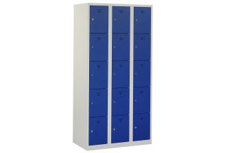 Beta grijze locker met gladde blauwe deuren voorzien van cilinderslot