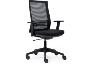 Zwarte bureaustoel met netrug en verstelbare lendesteun