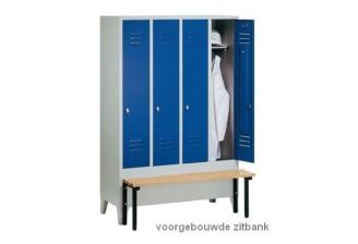 Garderobekast Classic 5.5 met zitbank - blauwe deuren