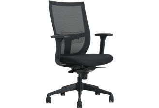 Ergonomische bureaustoel met netrug - zwart - verstelbare kunststof armsteunen en zitdiepte