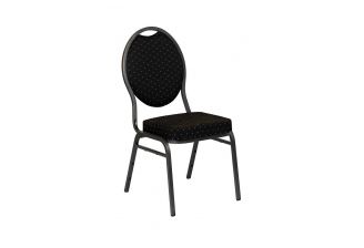 Zwarte stapelstoel Saffier - gestoffeerd - donker frame