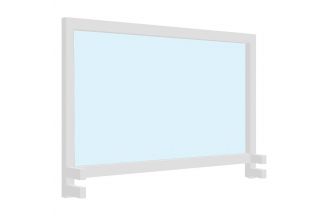 Glazen bureauscherm Seco 140cm - transparant - bureau klemsysteem in wit profiel